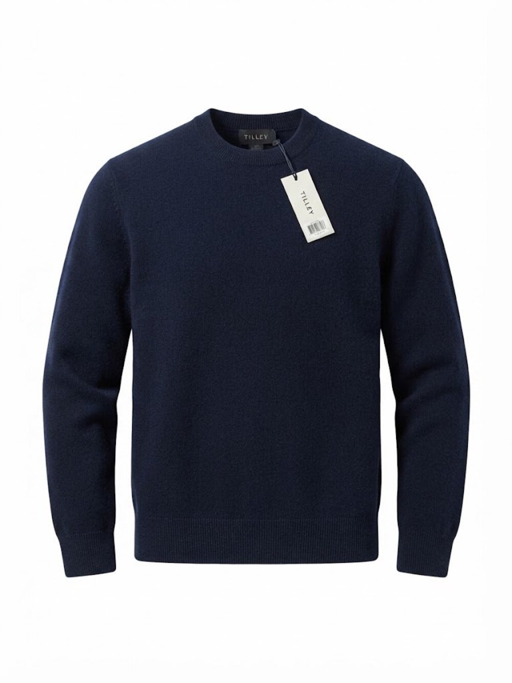 Tilley Italian 100% Cashmere Crew Neck Sweater Dark Navy Blue Men Size M, Italy